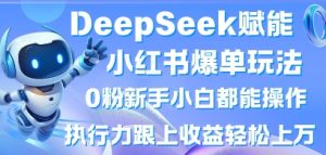 DeepSeek赋能小红书爆单玩法0粉新手小白都能操作，执行力跟上收益轻松上W，懒人勿做-副业资源站
