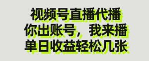 视频号直播代播，你出账号我来播，单日收益轻松几张【揭秘】-副业资源站