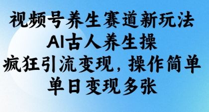 视频号养生赛道新玩法,AI古人养生操,疯狂引流变现,操作简单,单日变现多张