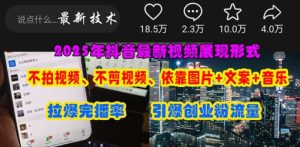 抖音最新视频展现形式，不拍视频、不剪视频、依靠图片+文案助推热门，引爆创业粉-副业资源站