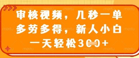 最新审核视频,几秒一单,多劳多得,新人小白一天轻松3张【揭秘】