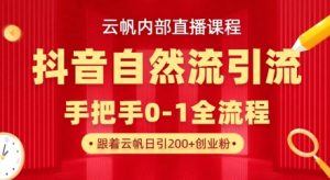 【云帆内部直播课】抖音最新自然模版引流玩法,单号单日引300+精准创业粉-副业资源站