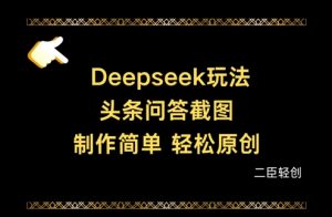 Deepseek头条问答截图，制作简单，轻松原创-副业资源站