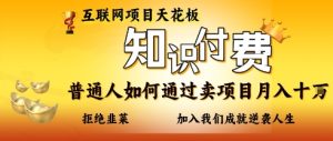互联网项目天花板,知付付费项目,普通人如何通过卖项目月入十个,拒绝韭菜【揭秘】-副业资源站