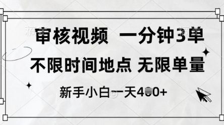 审核视频，10秒一单，不限时间，不限单量，新人小白一天4张+【揭秘】-副业资源站