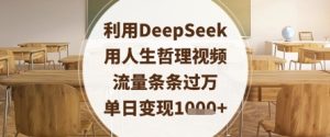 利用DeepSeek用人生哲理视频，流量条条过万，单日变现数张-副业资源站
