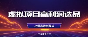虚拟项目高利润选品方法，做好单店利润1W+，可多店倍增利润-副业资源站