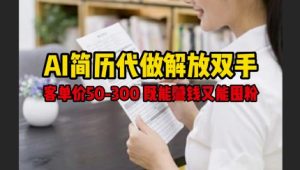 AI简历代做解放双手,客单价50-300不等,既能挣钱又能囤粉-副业资源站