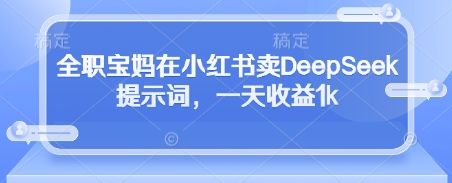 全职宝妈在小红书卖DeepSeek提示词，一天收益1k-副业资源站