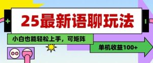 25年最新语聊玩法，纯手工，单机收益100+，小白也能轻松上手，可矩阵操作-副业资源站