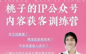 桃子IP公众号内容获客训练营(第3期),一门让你公众号从0到商业闭环的课程-副业资源站