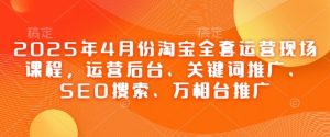 2025年4月份淘宝全套运营现场课程,运营后台、关键词推广、SEO搜索、万相台推广-副业资源站