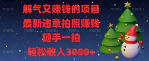 解气又挣钱的项目，最新违章拍照挣钱，随手一拍，轻松收入数张【揭秘】-副业资源站