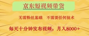 京东短视频带货,无需粉丝基础,不需要任何技术,每天十分钟发布视频,月入8k【揭秘】-副业资源站