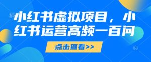 小红书虚拟项目，小红书运营高频一百问【文档】-副业资源站