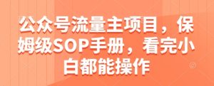 公众号流量主项目，保姆级SOP手册，看完小白都能操作-副业资源站