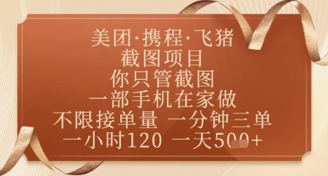 飞猪美团截图项目,你只管截图,一部手机在家做,正规平台无套路,一天5张+【揭秘】