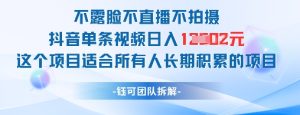 不露脸不直播不拍摄抖音单条视频日入1k+这个项目适合所有人长期积累的项目-副业资源站