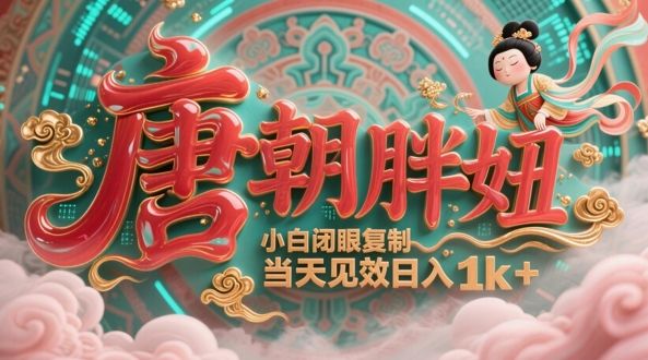 用AI克隆“唐朝胖妞”日更3条，平台疯狂推流，小白闭眼复制，当天见效，日入1k+-副业资源站