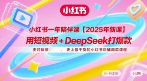 小红书一年陪伴课【2025年新课】，用短视频+deepSeek打爆款，史上最干货的小红书店铺爆款课程-副业资源站