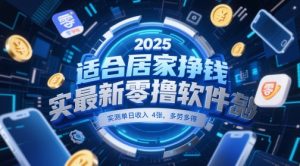 适合居家挣钱2025最新零撸软件，实测单日收入4张，多劳多得 一部手机即可操作【揭秘】-副业资源站