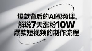 爆款背后的AI视频课,解说7天涨粉10W爆款短视频的制作流程-副业资源站
