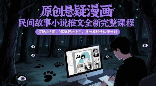 原创悬疑漫画民间故事小说推文全新完整课程， 搭配ai绘画，0基础轻松上手，撸分成和伙伴计划-副业资源站