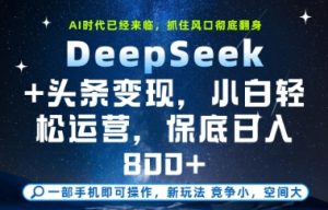 DeepSeek+头条变现,保姆级教学,小白轻松上手,日入8张+【揭秘】-副业资源站
