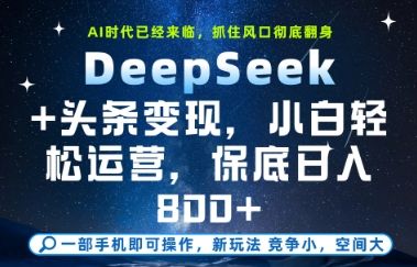 DeepSeek+头条变现,保姆级教学,小白轻松上手,日入8张+【揭秘】