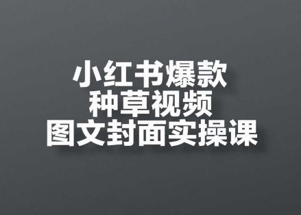 小红书爆款种草视频图文封面实操课,开店、选品、引流、变现全流程
