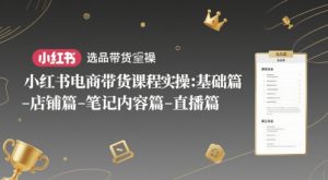 小红书电商带货课程实操：基础篇-选品篇-店铺篇-笔记内容篇-直播篇-副业资源站