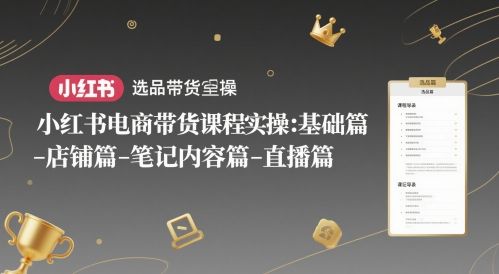 小红书电商带货课程实操：基础篇-选品篇-店铺篇-笔记内容篇-直播篇-副业资源站