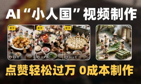 爆款1000W+播放微缩景观迷你小人国AI视频0成本制作全流程教学-副业资源站