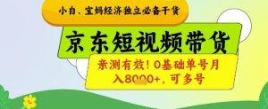 小白宝妈经济独立必备干货,京东短视频带货,亲测有效!0基础单号月入8k+,可多号【揭秘】-副业资源站