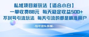 私域项目新玩法【适合小白】 一单收费88.每天稳定收益几张-副业资源站