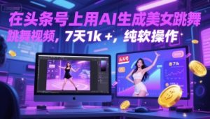 在头条号上用AI生成美女跳舞视频,7天1k+,纯软件操作-副业资源站