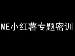 ME小红薯专题密训-小红书电商教程-副业资源站
