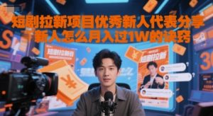 短剧拉新项目优秀新人代表分享新人怎么月入过1W的诀窍-副业资源站