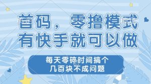首码，零撸模式，有快手就可以做，每天零碎时间搞个几张不成问题【揭秘】-副业资源站