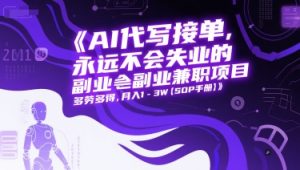 AI代写接单，永远不会失业的副业兼职项目，多劳多得，月入1-3W【SOP手册】-副业资源站