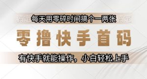 零撸快手首码,每天用零碎时间搞个一两张,有快手就能操作小白轻松上手【揭秘】-副业资源站