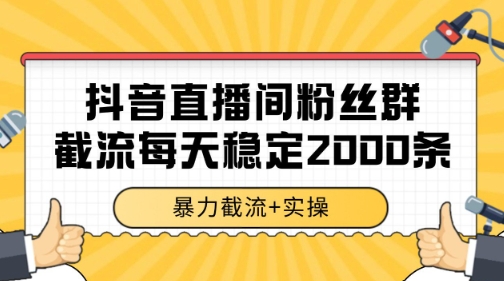 抖音直播间粉丝群暴力截流，一台电脑每天稳定2000条数据【揭秘】-副业资源站