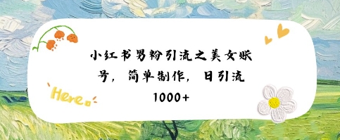 小红书男粉引流项目之美女账号6，简单制作，条条爆款原创，不违规-副业资源站