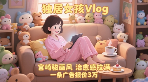 单个账号涨粉71W！用AI制作独居女孩Vlog，宫崎骏画风，治愈感拉满，一条广告报价3W-副业资源站