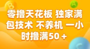 零撸天花板，独家满包技术，不用养机，一小时撸满50+，收益稳定【揭秘】-副业资源站