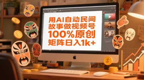 用AI自动民间故事做视频号，100%原创，矩阵日入1k+-副业资源站