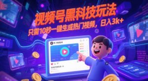 视频号黑科技玩法，只需10秒一键生成热门视频，日入3k+【揭秘】-副业资源站