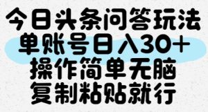 今日头条问答玩法,单账号日入30+,操作简单无脑复制粘贴就行-副业资源站