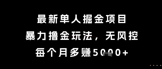 最新单人掘金项目，暴力撸金玩法，无风控，每个月多挣5k+【揭秘】-副业资源站
