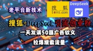 搜狐+DeepSeek引流创业粉,老平台新技术,一天发满50篇广告软文,拉爆搜索流量-副业资源站
